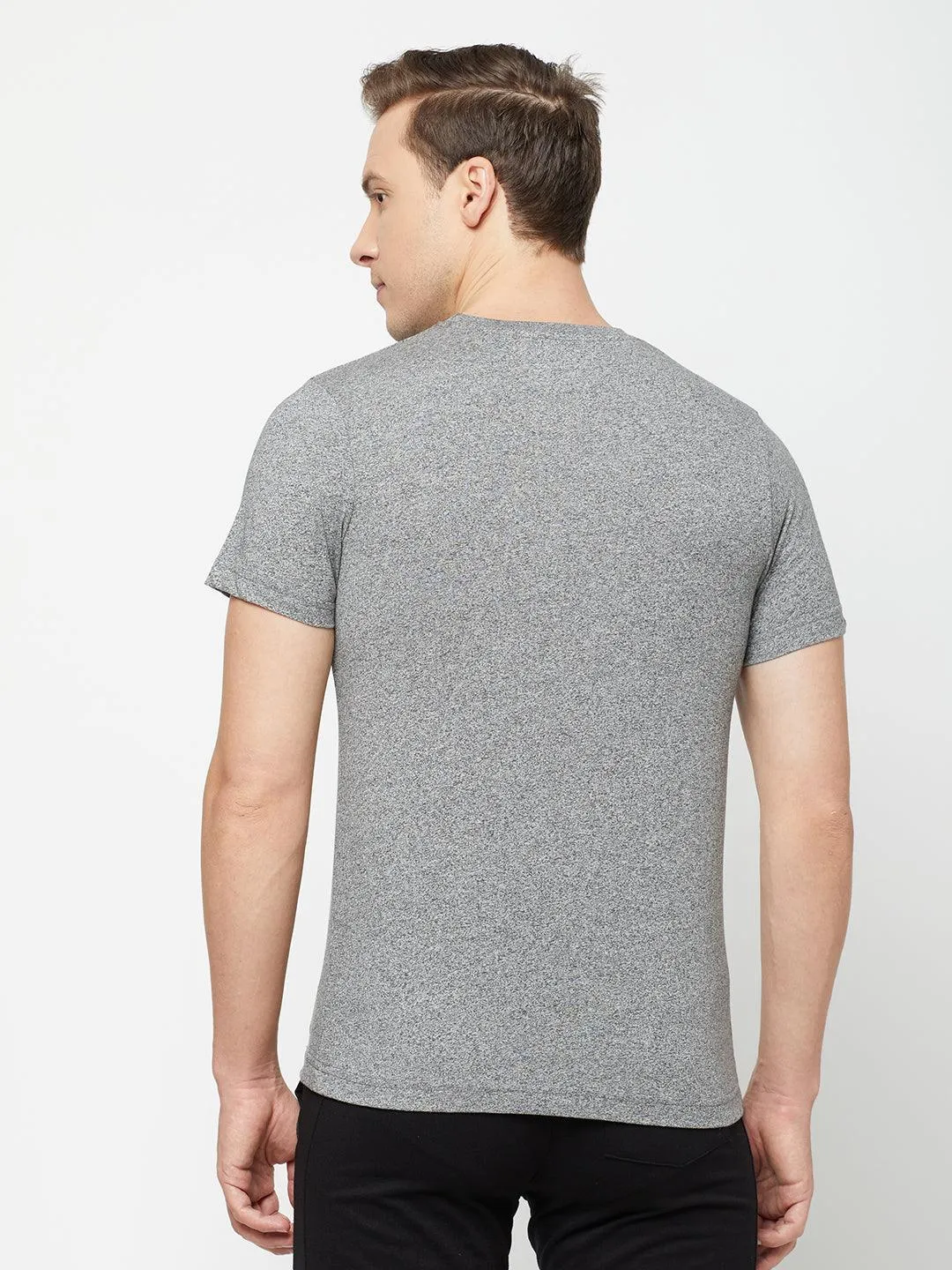 Sporto Men's Round Neck Cotton Tee Pack of - 3 (Grey   Anthra   Gray Flakes)