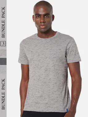 Sporto Men's Round Neck Cotton Tee Pack of - 3 (Grey   Anthra   Gray Flakes)