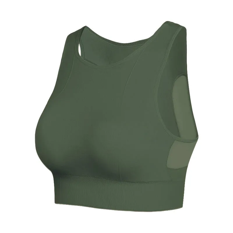 Sports Mesh Patchwork Bra Cutout Underwear Tank Tops