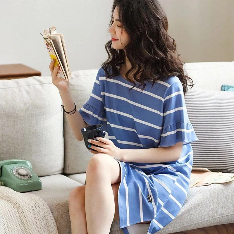 Spring And Autumn Student Homewear Cute Thin Short Sleeve Loose Pajamas