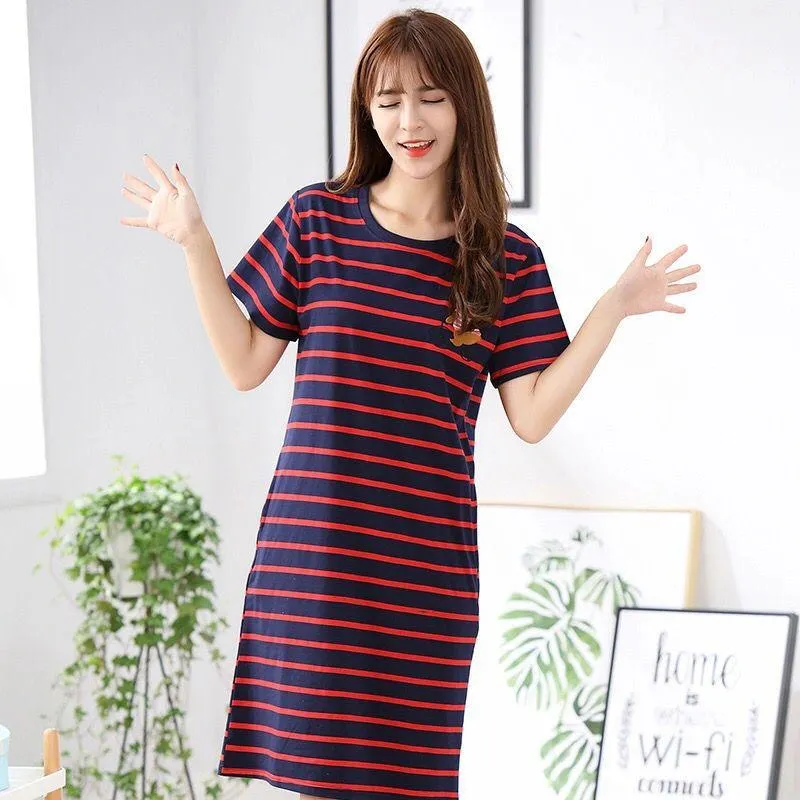 Spring And Autumn Student Homewear Cute Thin Short Sleeve Loose Pajamas