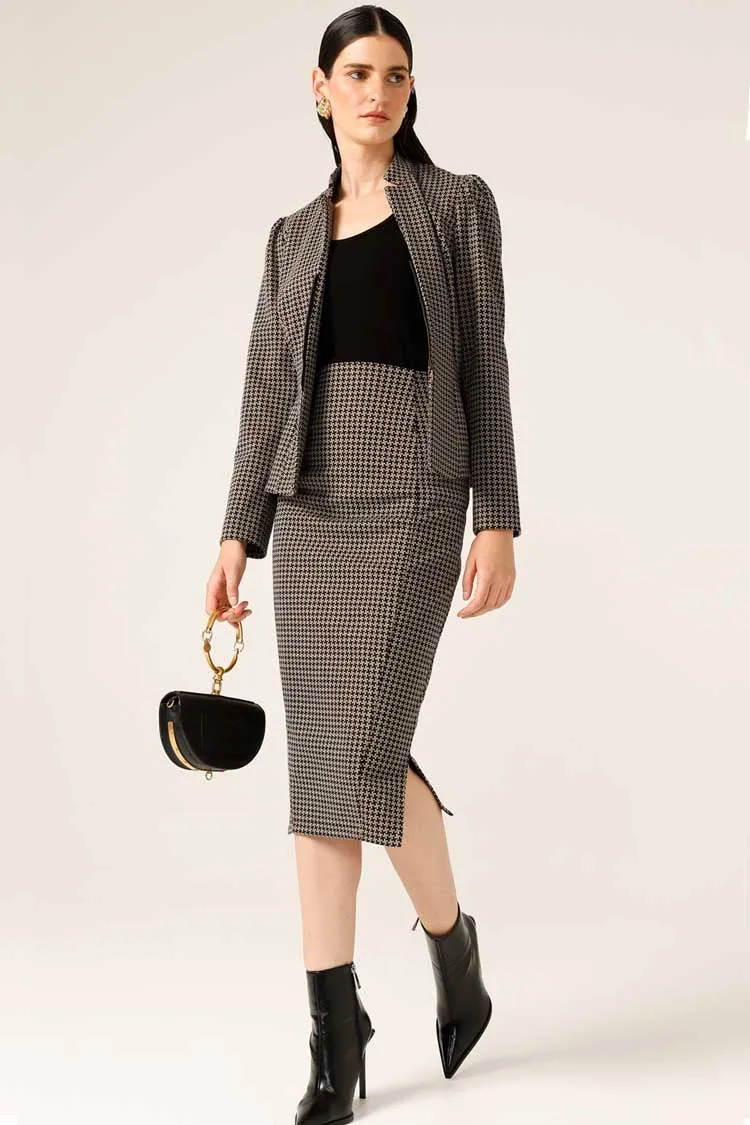 Star Check Jacket in Taupe | FINAL SALE