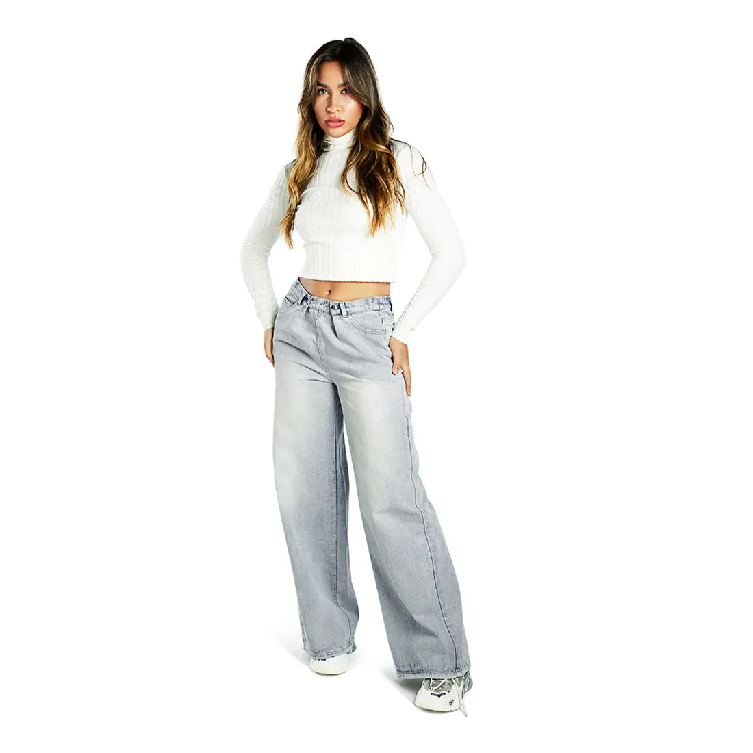 Straight Fit Snap Button Jeans