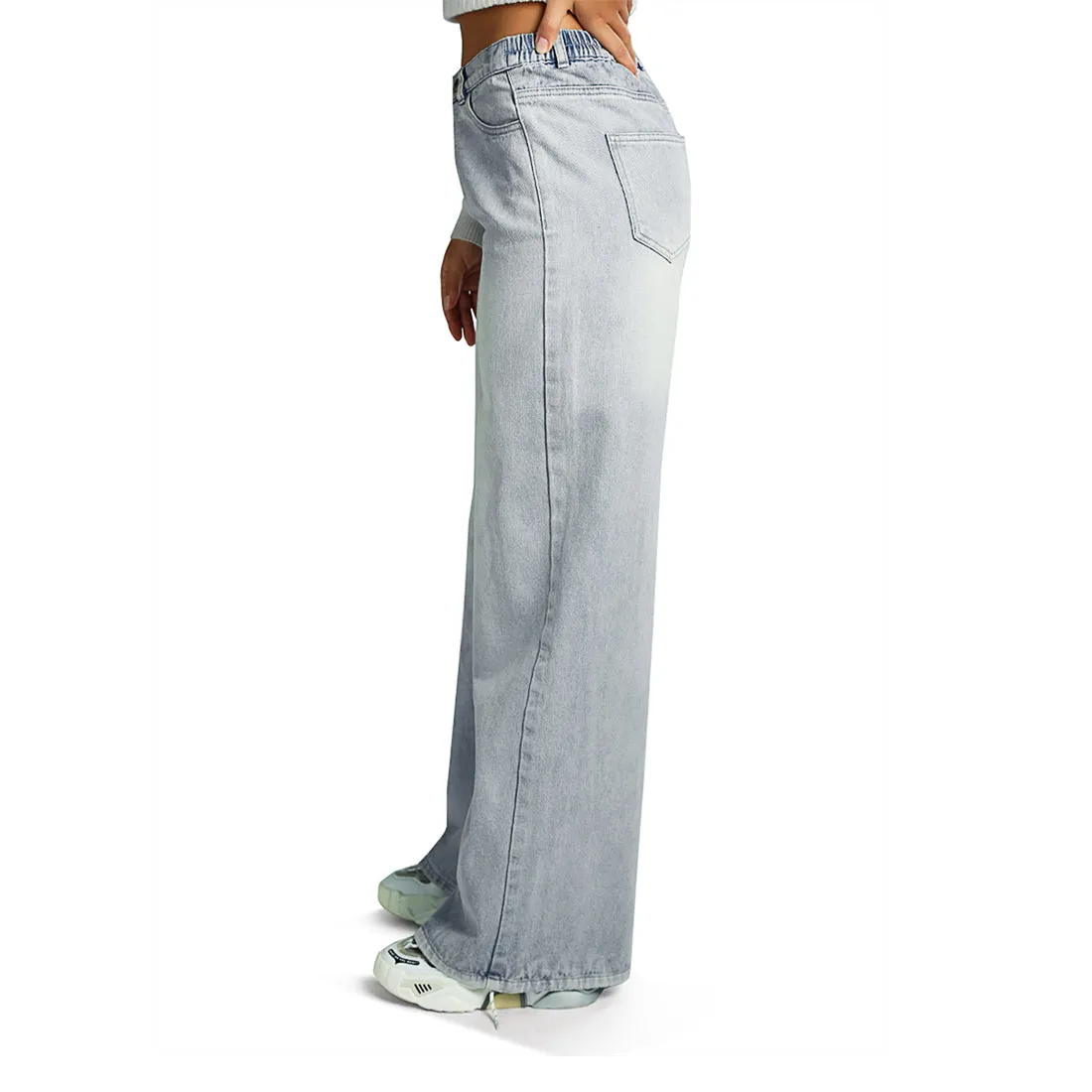 Straight Fit Snap Button Jeans
