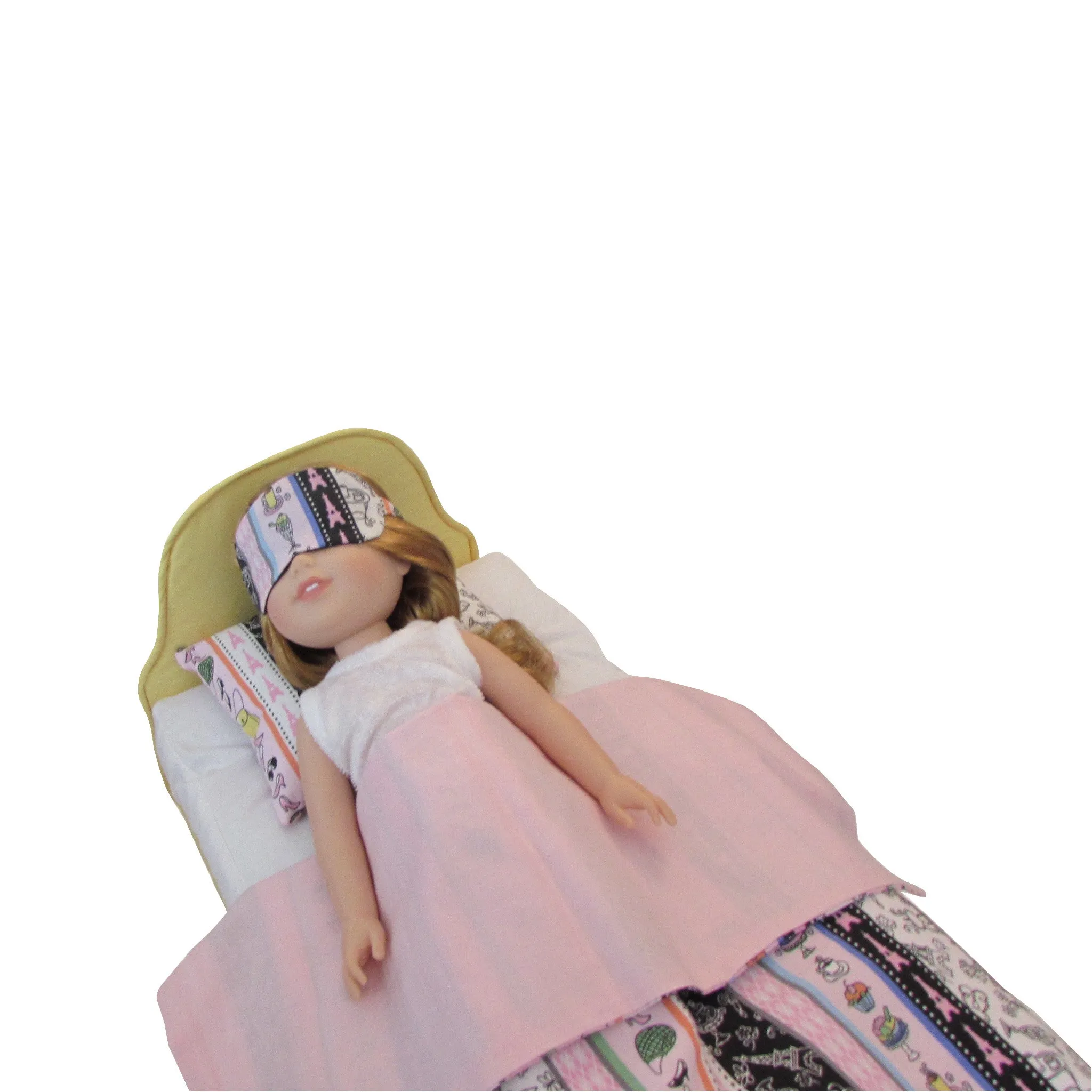 Striped Paris Print Doll Sleep Mask for 14 1/2-inch dolls