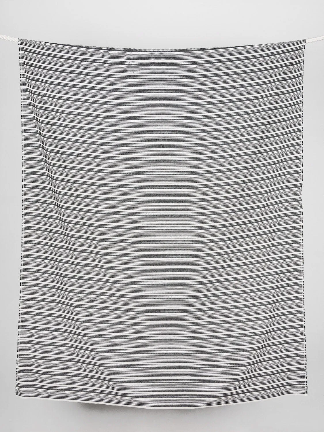 Striped Recycled Cotton - Black   Cream - Swatch