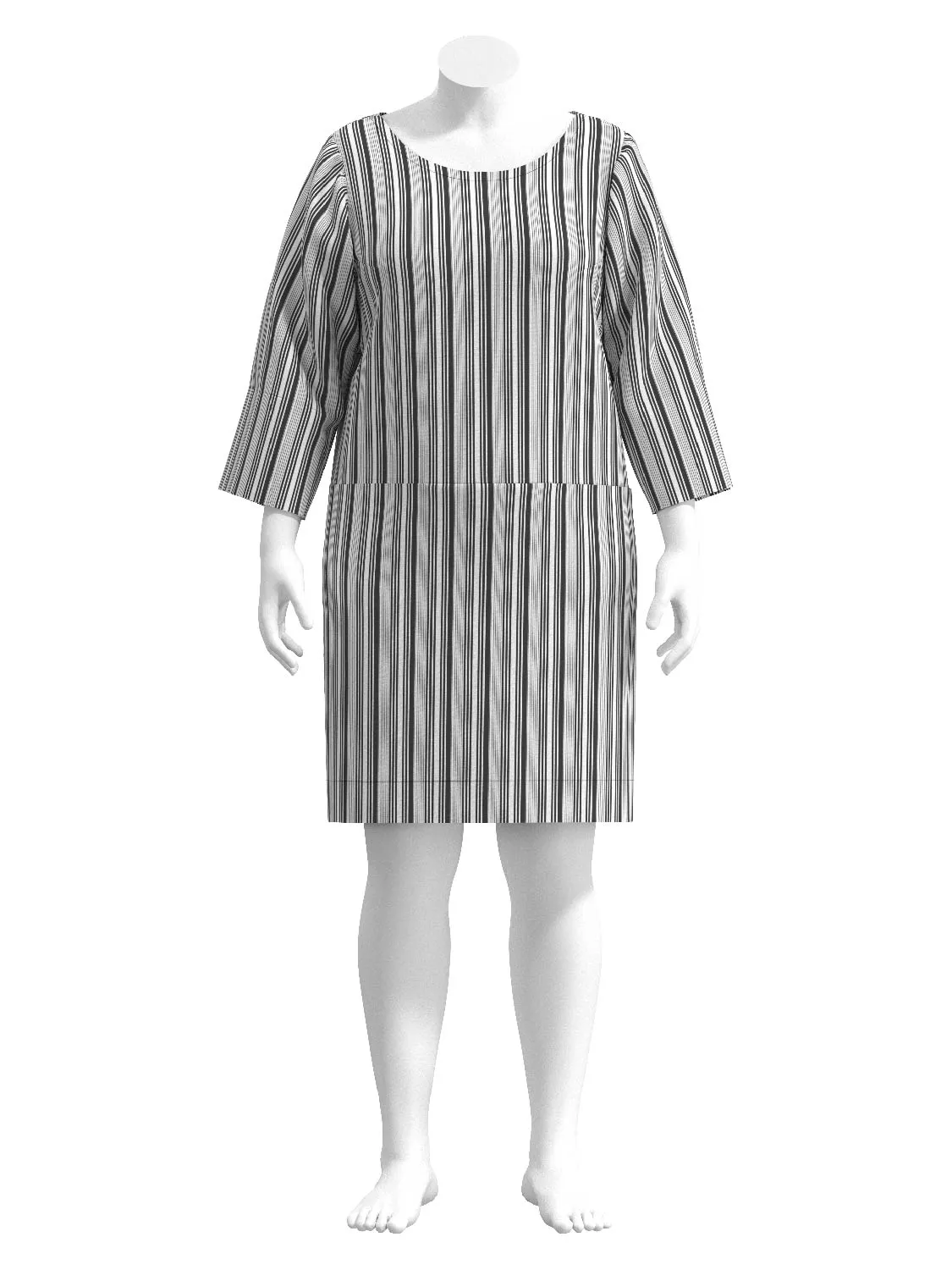 Striped Recycled Cotton - Black   Cream - Swatch