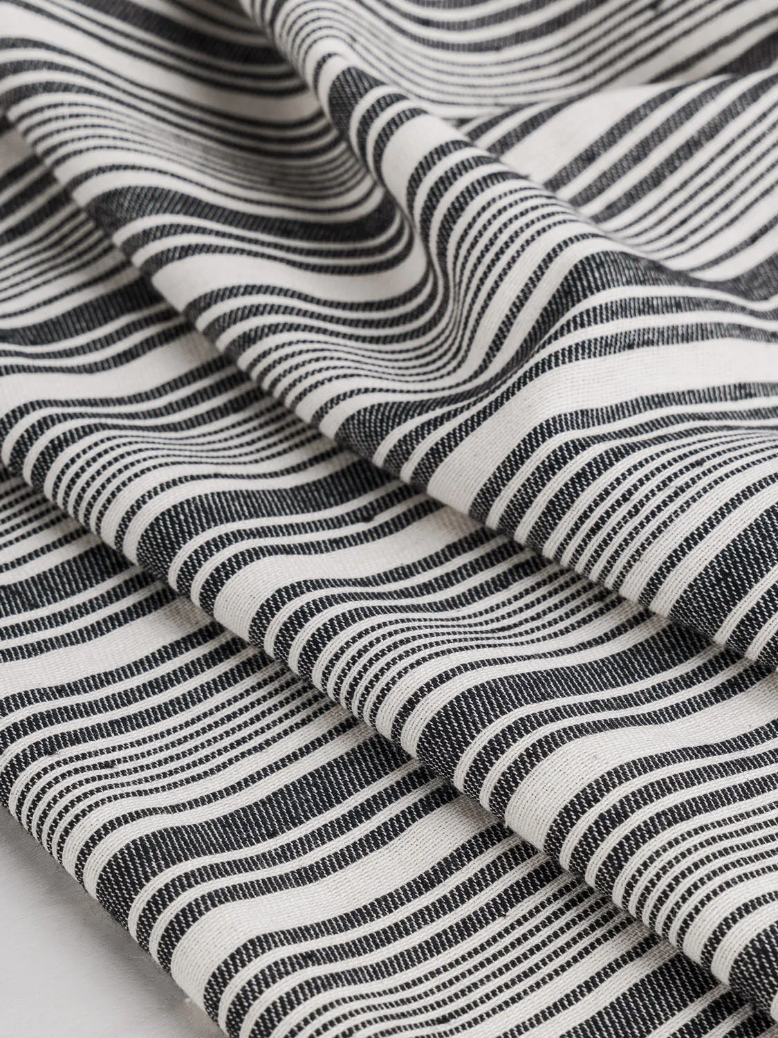 Striped Recycled Cotton - Black   Cream - Swatch