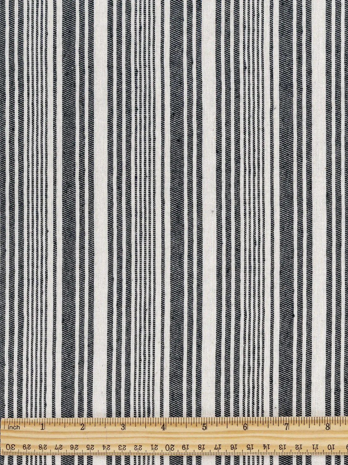 Striped Recycled Cotton - Black   Cream - Swatch