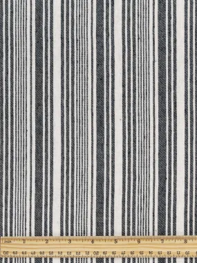 Striped Recycled Cotton - Black   Cream - Swatch