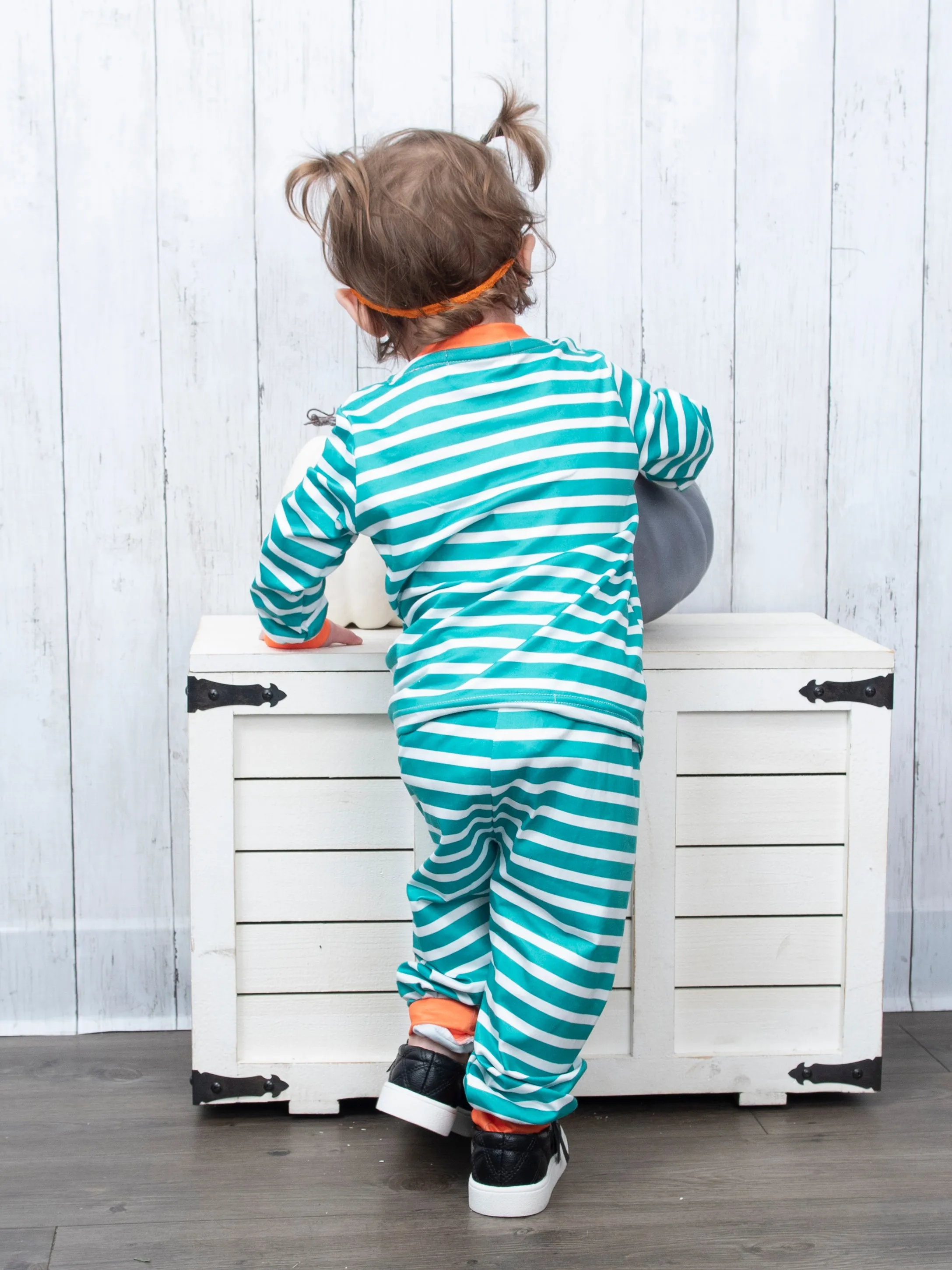 Teal Striped Pumpkin Pajamas