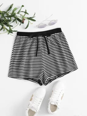 Tie Waist Striped Shorts