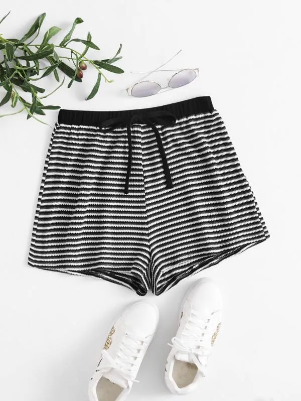 Tie Waist Striped Shorts