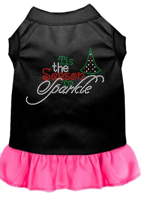 Tis The Season To Sparkle Rhinestone Dog Dress Black With Bright Pink Xxl (18)