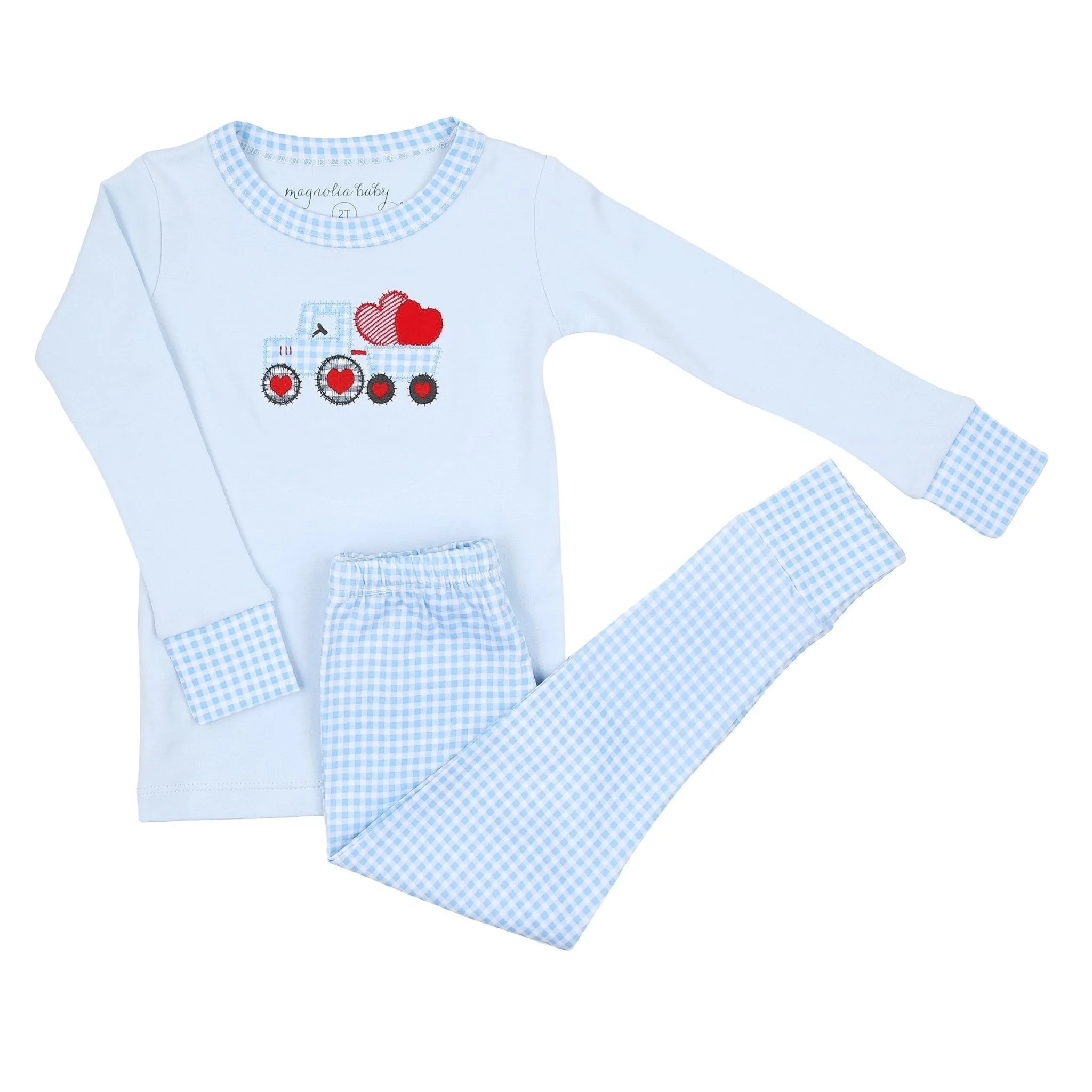 Tractor-Full of Love Applique Long Pajamas