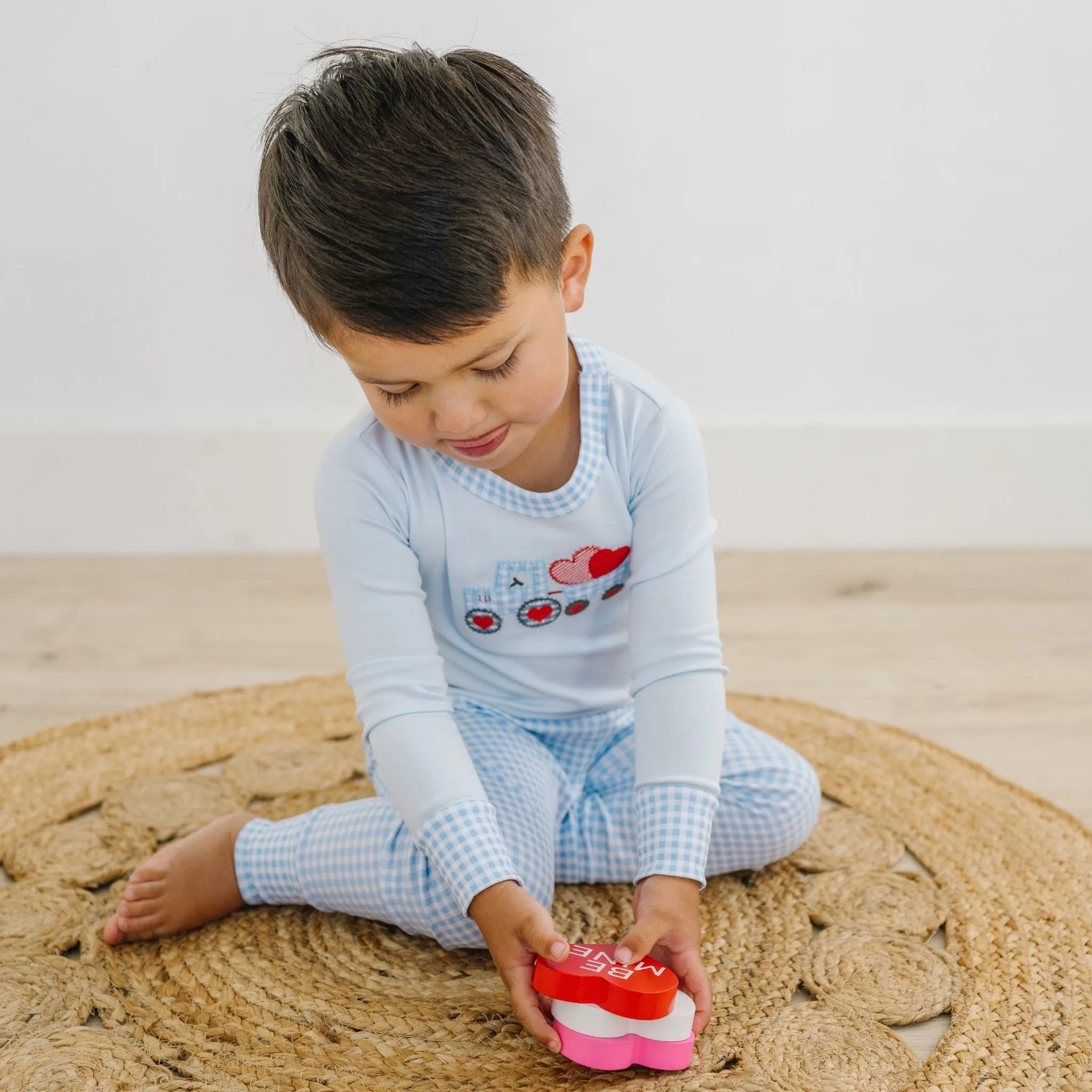 Tractor-Full of Love Applique Long Pajamas
