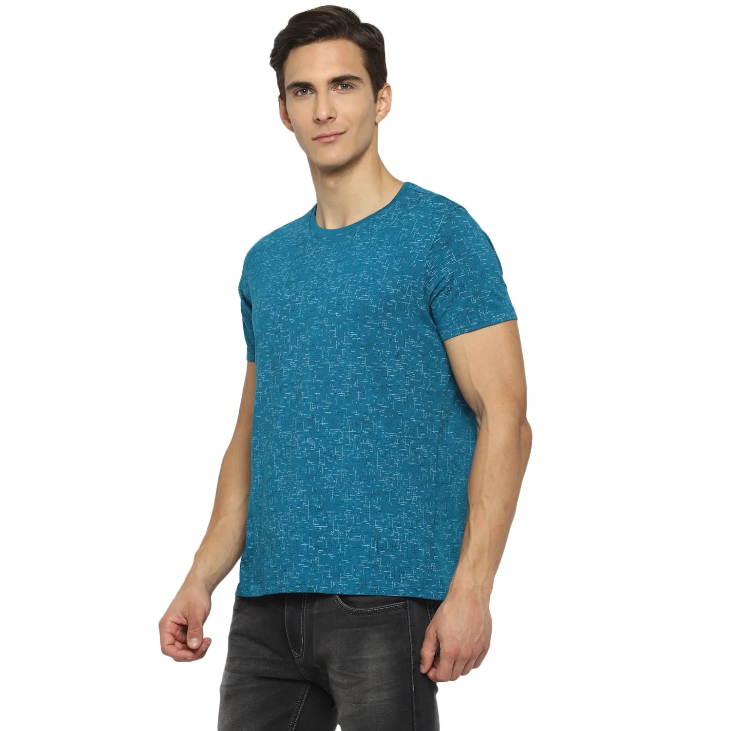 Turtle Men Light Blue Printed Round Neck T-Shirts