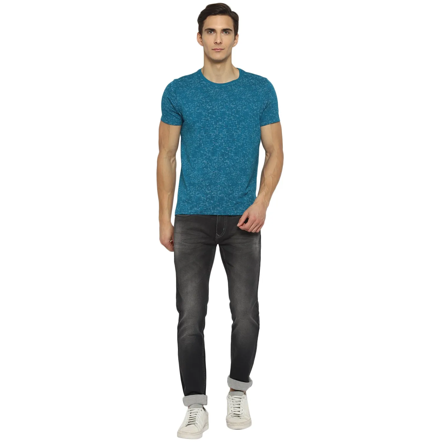 Turtle Men Light Blue Printed Round Neck T-Shirts