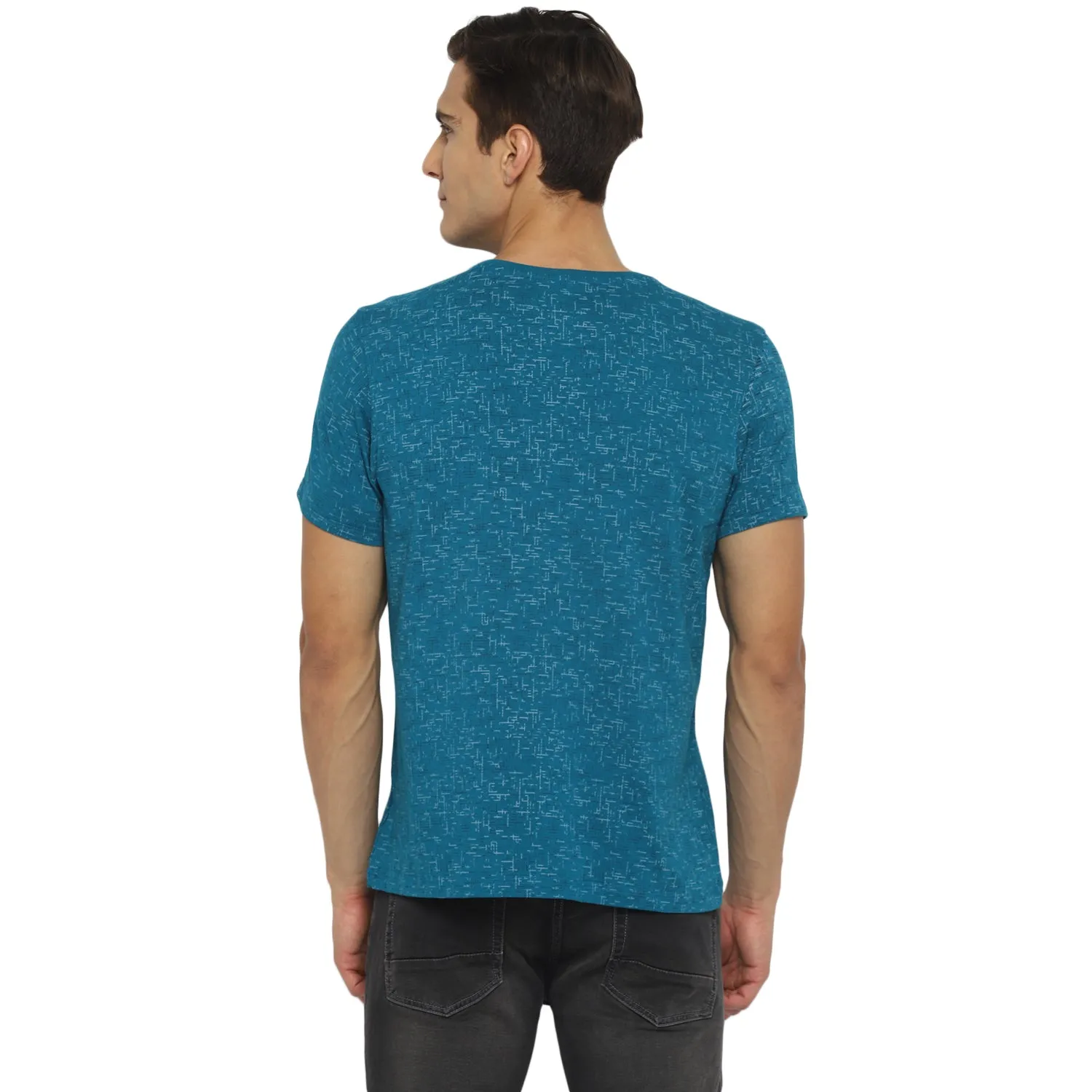 Turtle Men Light Blue Printed Round Neck T-Shirts