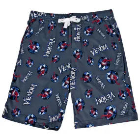Venom Head and Text All Over Print Pajama Shorts