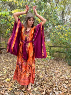 Vintage Hand Painted Silk Caftan