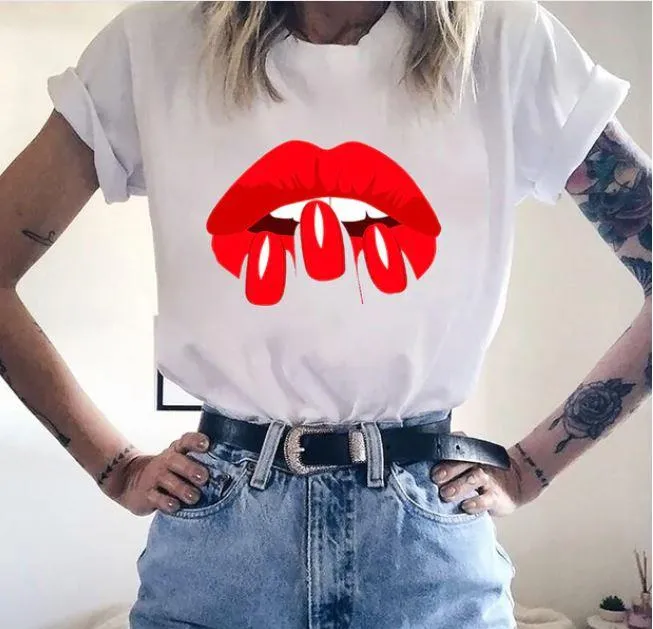 Women Eyelashes Print Art T Graphic Shirt