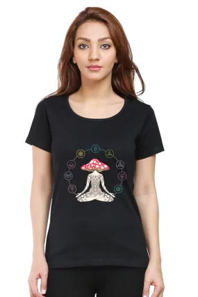 Women Round Neck Half Sleeves Classic T-Shirt - Magic Yoga Meditation