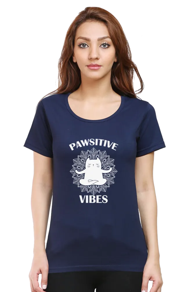 Women Round Neck Half Sleeves Classic T-Shirt - Pawsitive Vibes