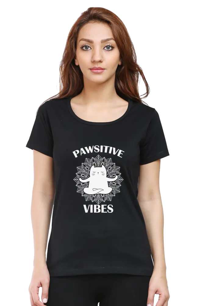 Women Round Neck Half Sleeves Classic T-Shirt - Pawsitive Vibes