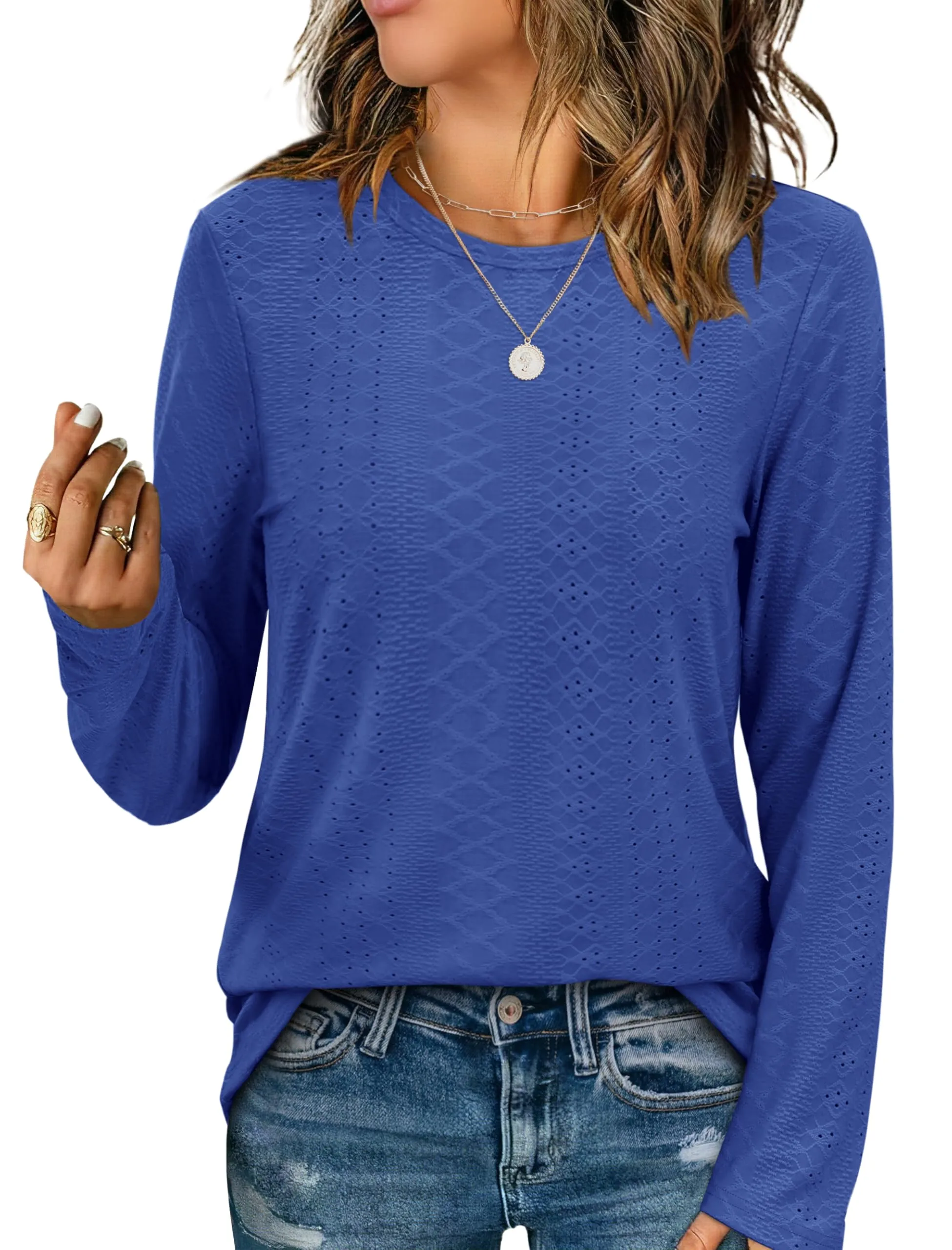 Womens Long Sleeve T Shirts Fashion Tops Comfy Basic Tees Plain Tshirts