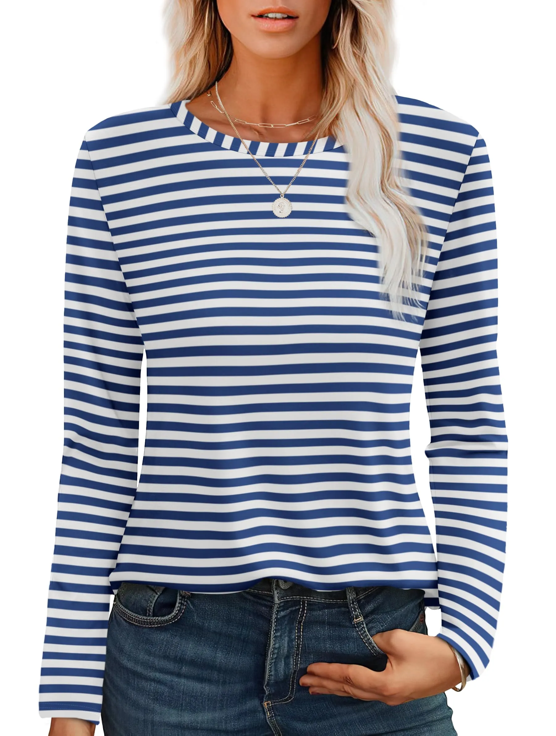 Womens Long Sleeve T Shirts Fashion Tops Comfy Basic Tees Plain Tshirts
