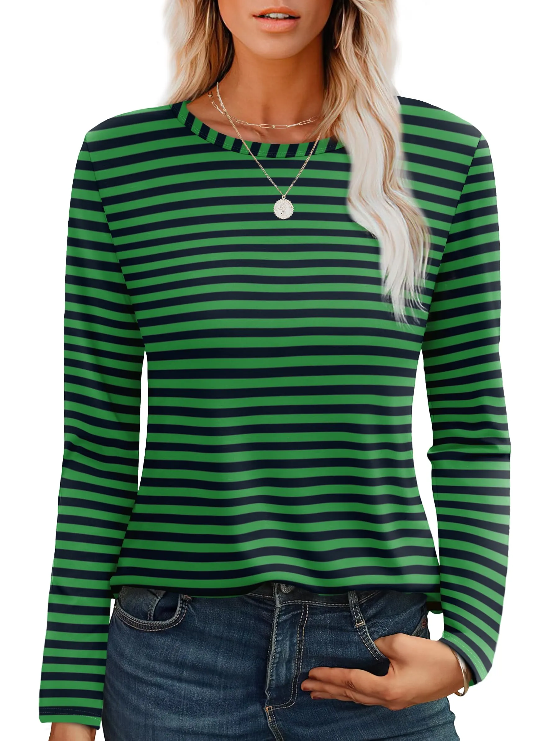 Womens Long Sleeve T Shirts Fashion Tops Comfy Basic Tees Plain Tshirts