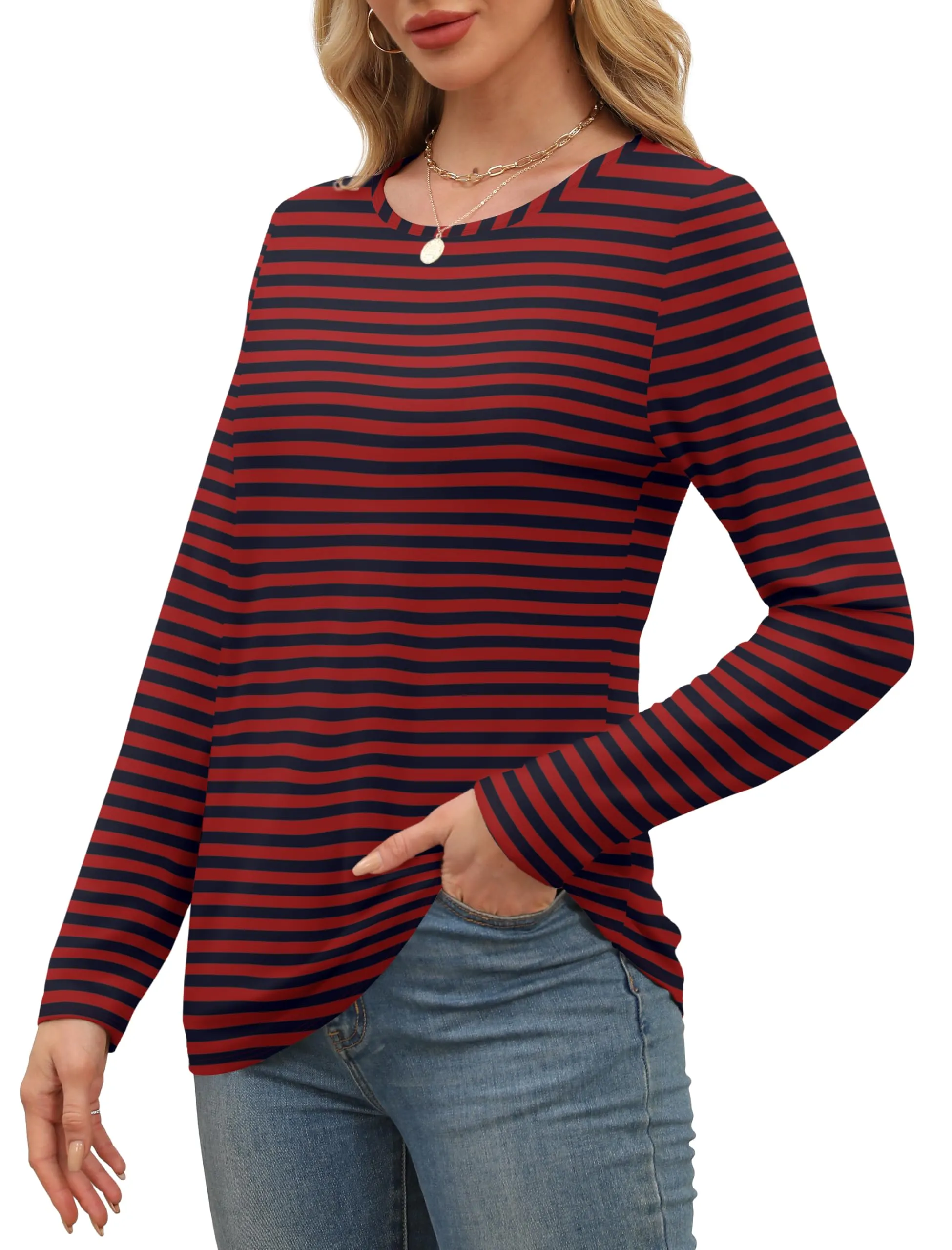 Womens Long Sleeve T Shirts Fashion Tops Comfy Basic Tees Plain Tshirts