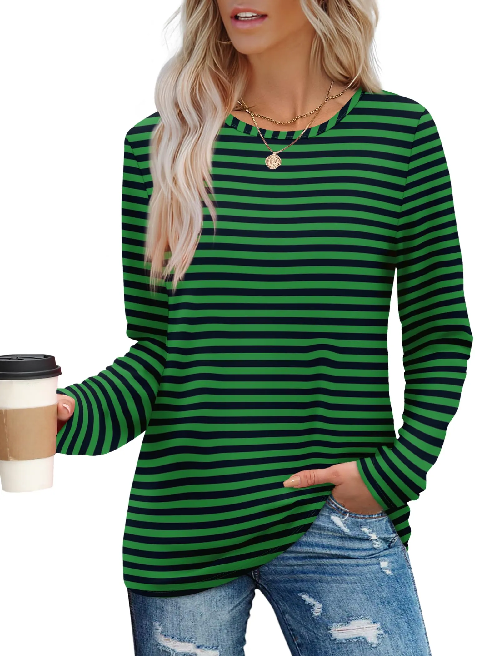 Womens Long Sleeve T Shirts Fashion Tops Comfy Basic Tees Plain Tshirts