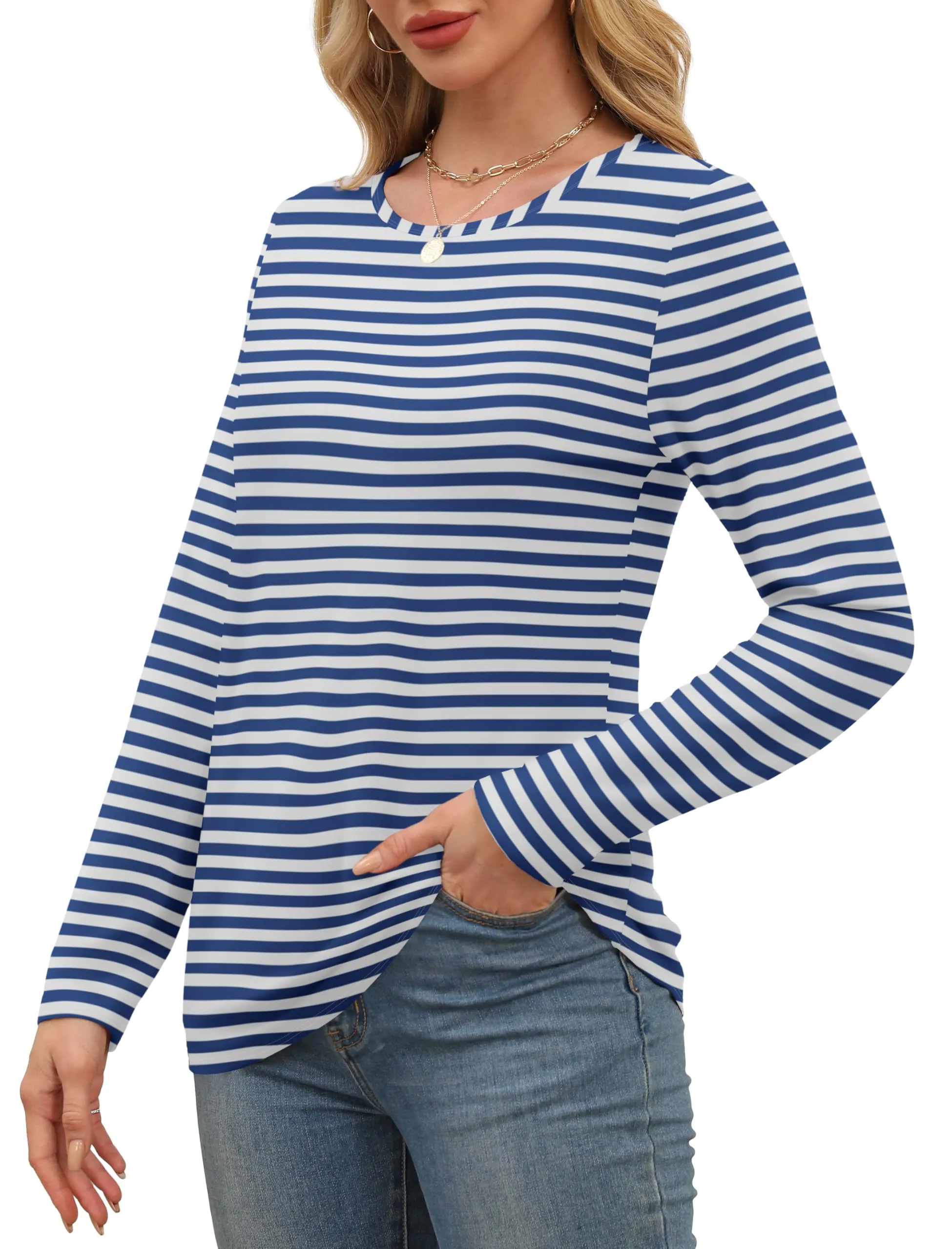 Womens Long Sleeve T Shirts Fashion Tops Comfy Basic Tees Plain Tshirts