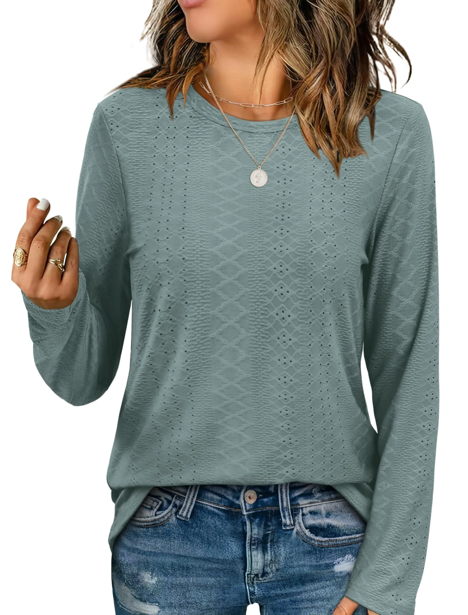 Womens Long Sleeve T Shirts Fashion Tops Comfy Basic Tees Plain Tshirts