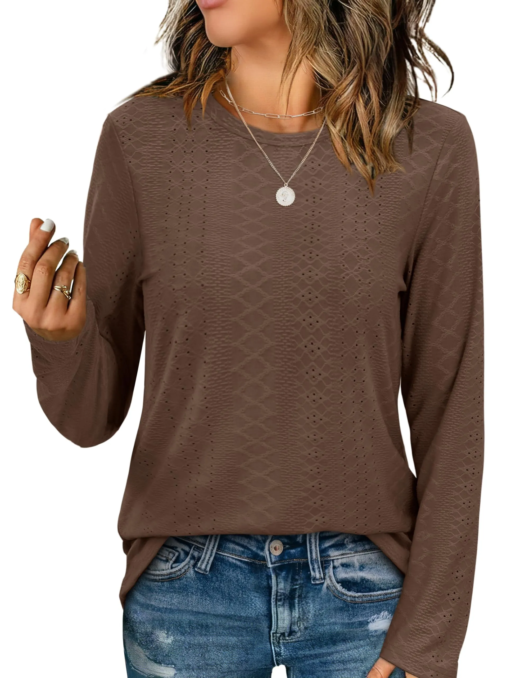 Womens Long Sleeve T Shirts Fashion Tops Comfy Basic Tees Plain Tshirts