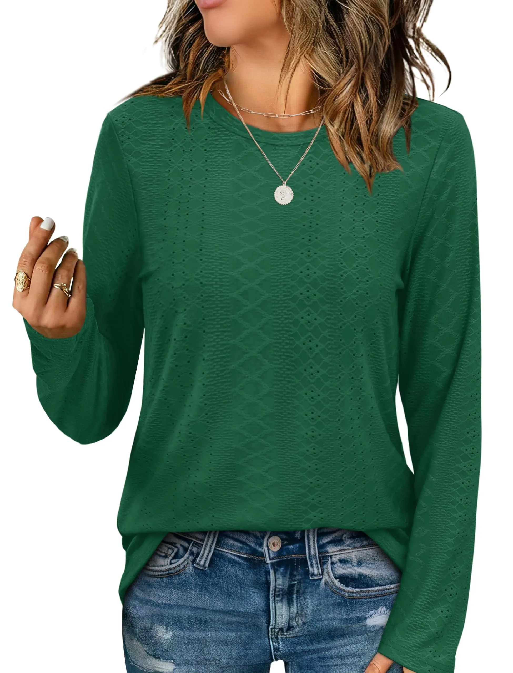 Womens Long Sleeve T Shirts Fashion Tops Comfy Basic Tees Plain Tshirts