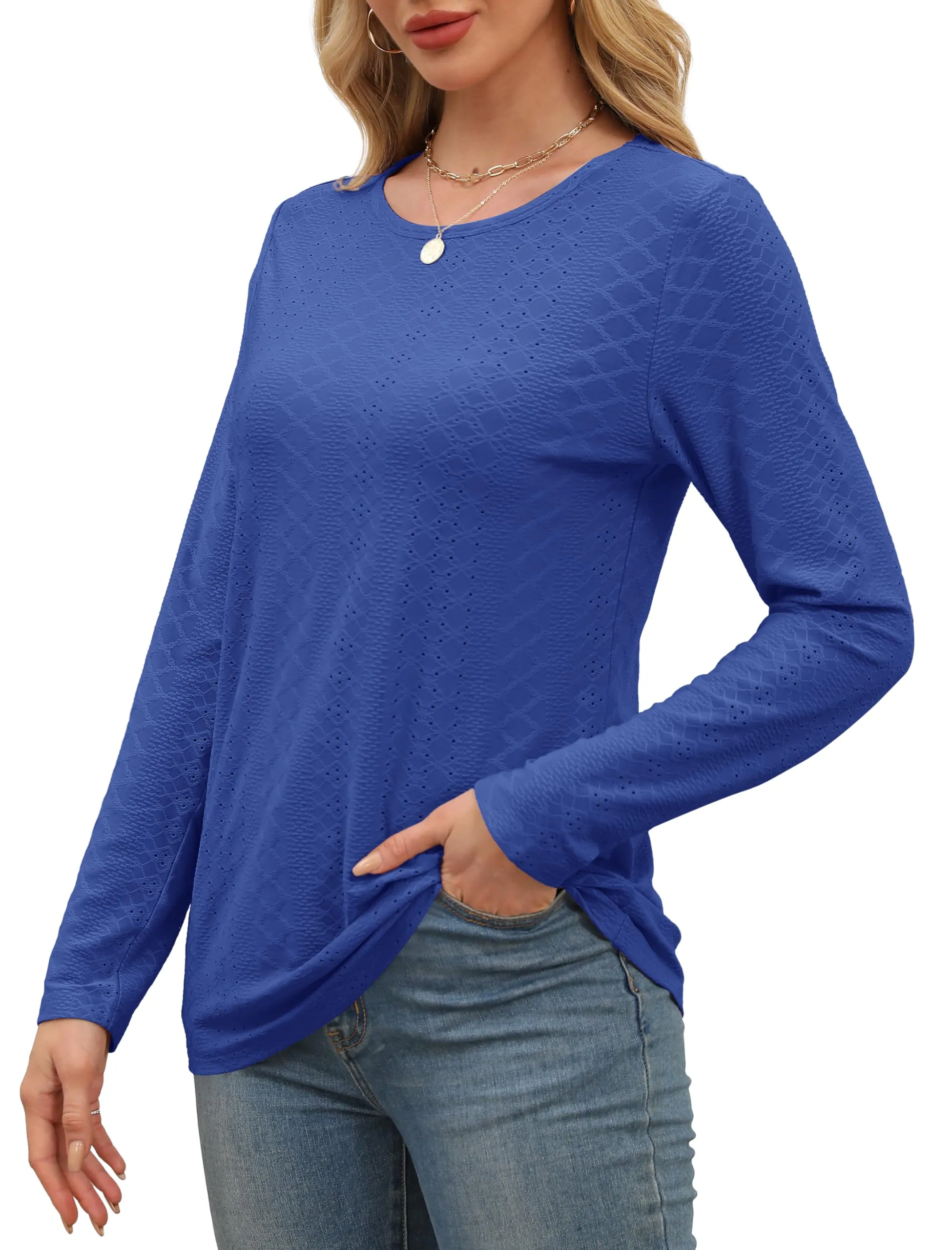 Womens Long Sleeve T Shirts Fashion Tops Comfy Basic Tees Plain Tshirts