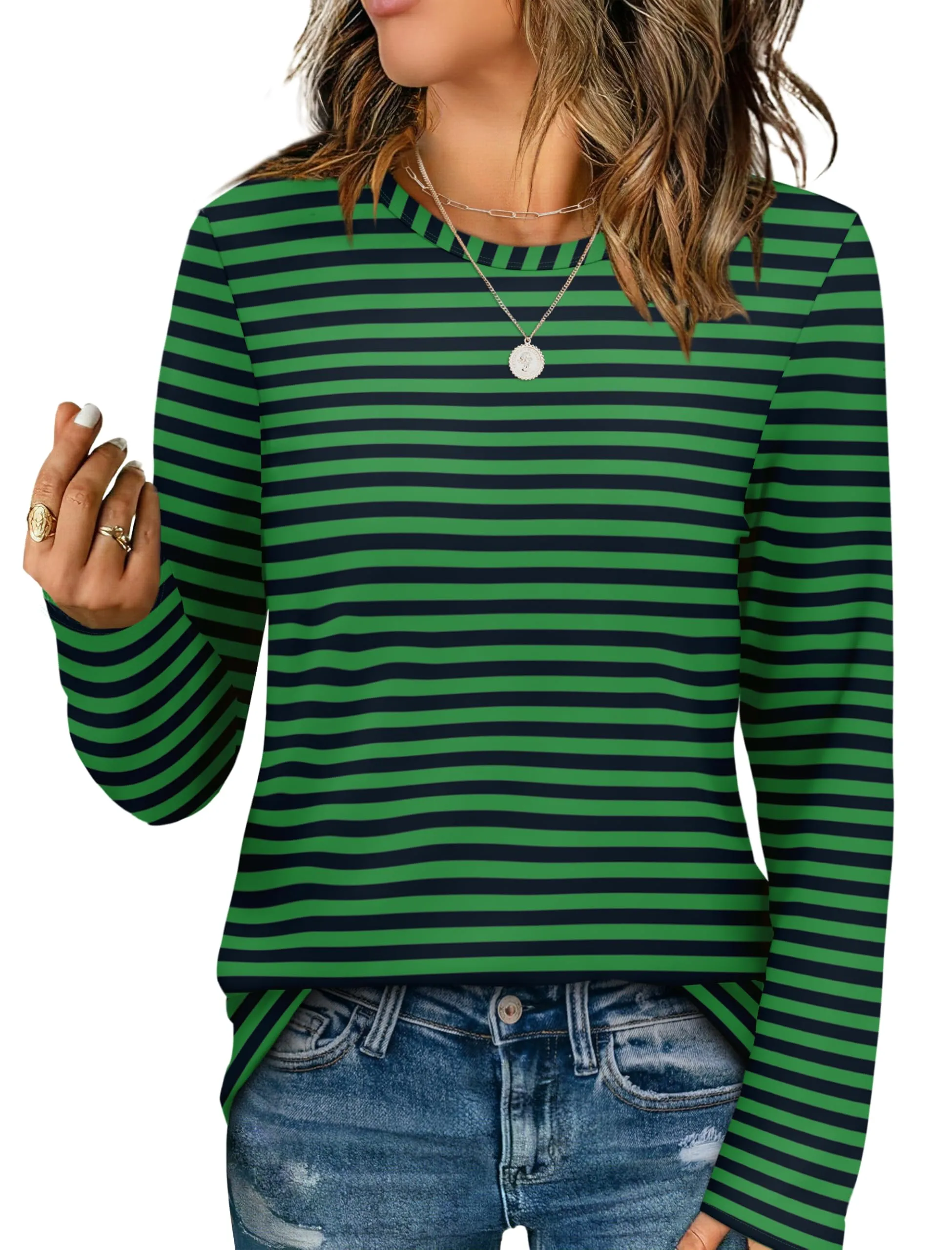 Womens Long Sleeve T Shirts Fashion Tops Comfy Basic Tees Plain Tshirts
