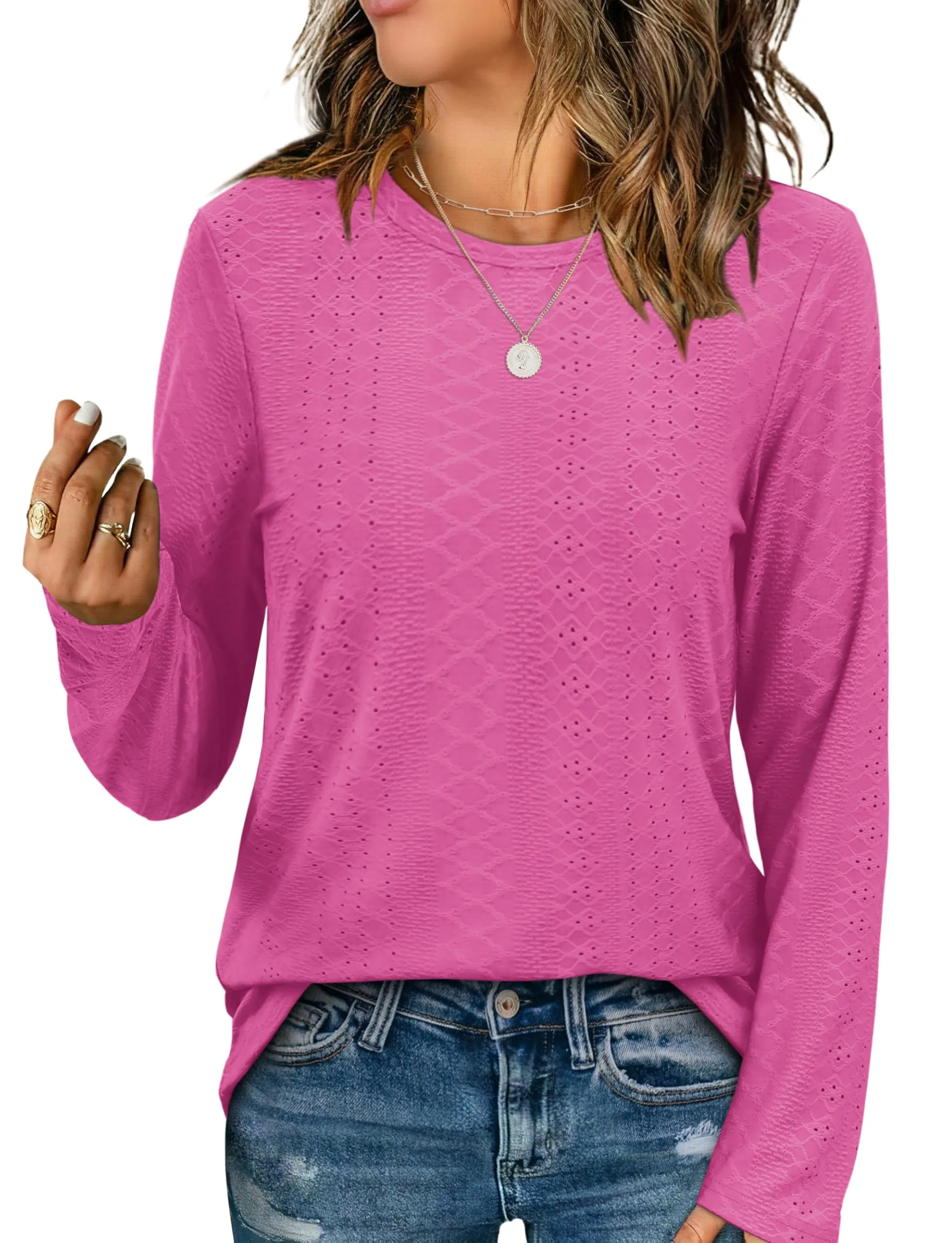 Womens Long Sleeve T Shirts Fashion Tops Comfy Basic Tees Plain Tshirts