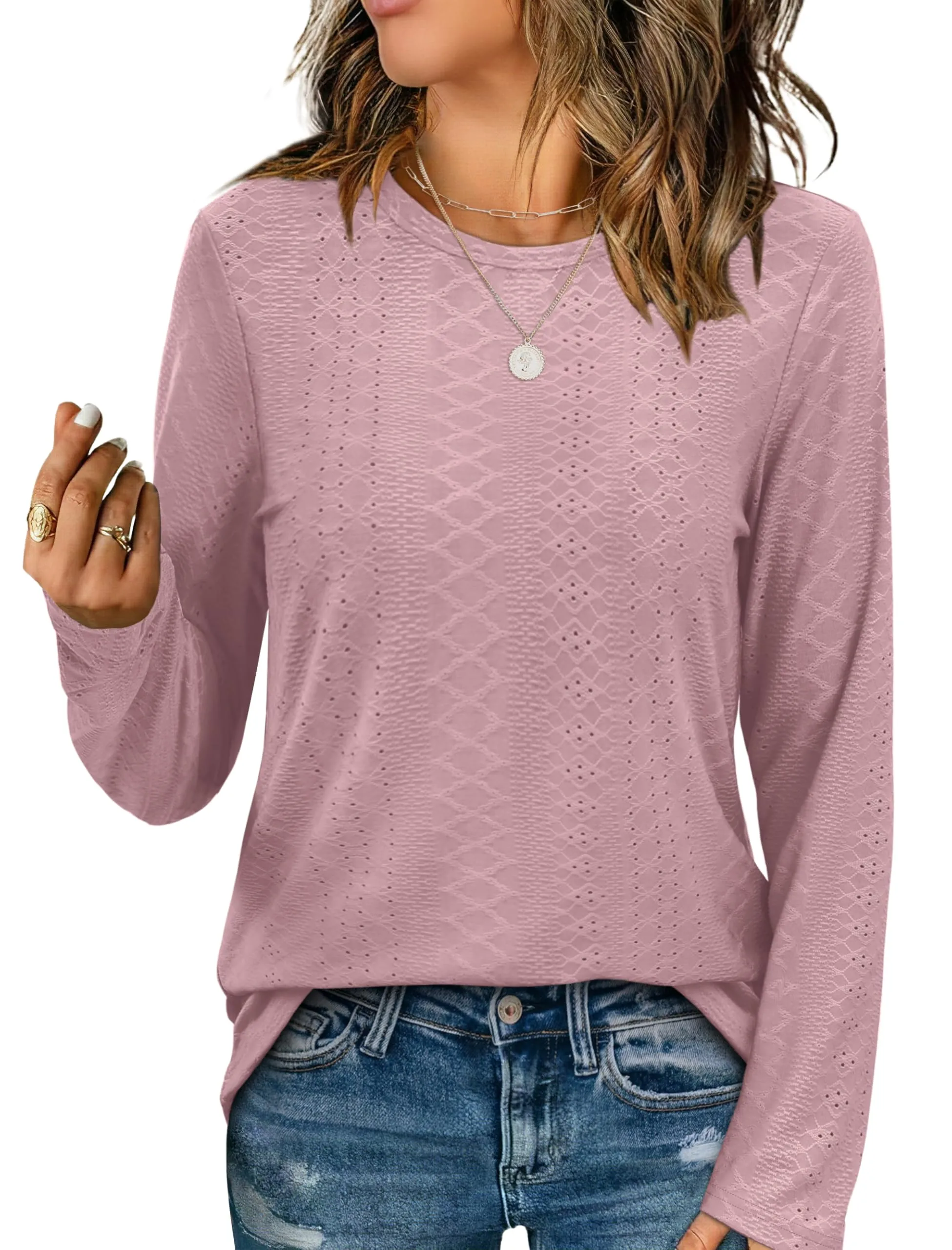 Womens Long Sleeve T Shirts Fashion Tops Comfy Basic Tees Plain Tshirts