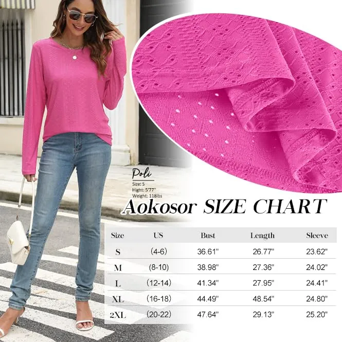 Womens Long Sleeve T Shirts Fashion Tops Comfy Basic Tees Plain Tshirts