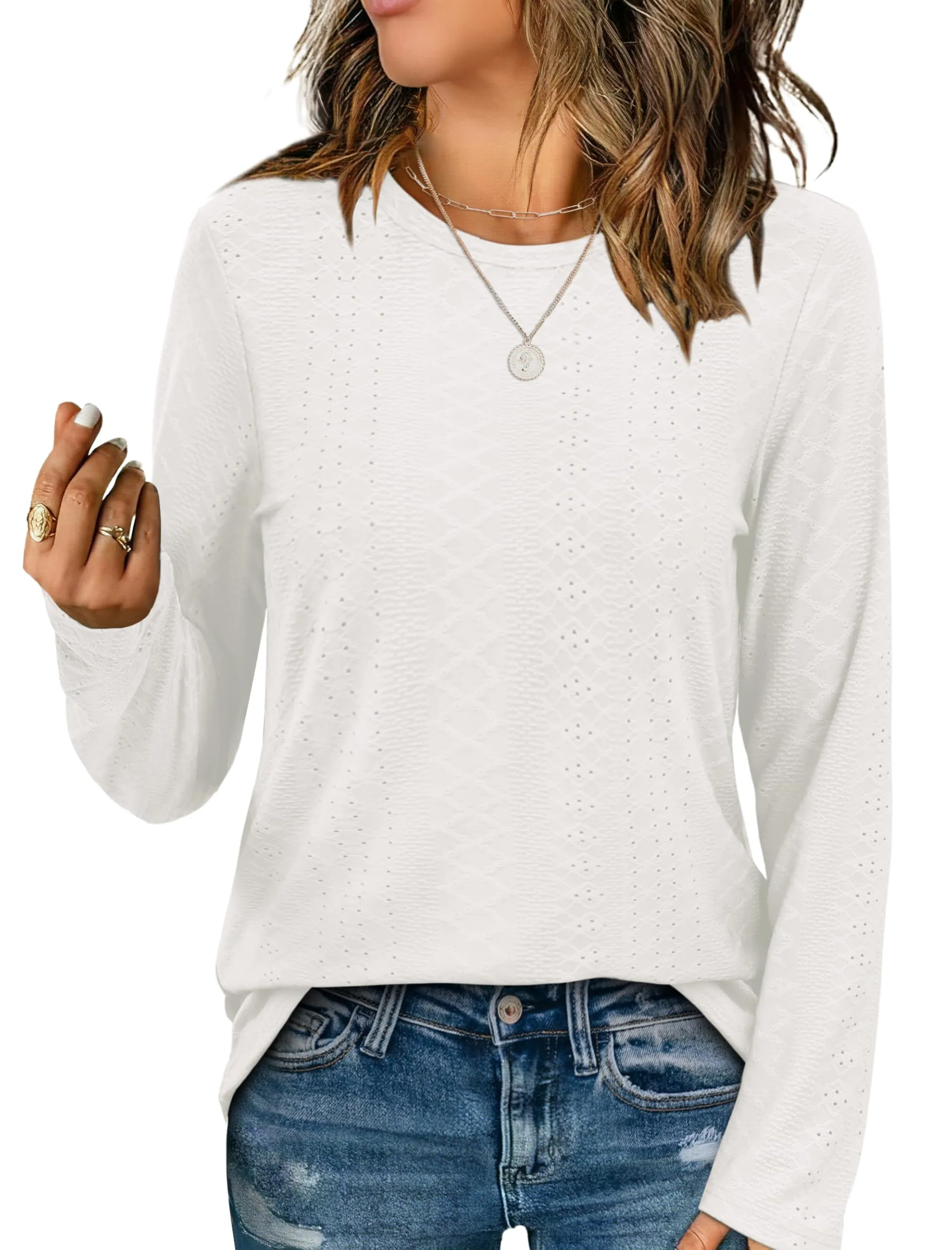 Womens Long Sleeve T Shirts Fashion Tops Comfy Basic Tees Plain Tshirts