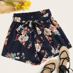 Women's Summer Floral High-Waist Shorts